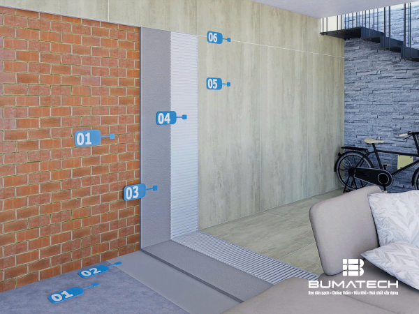 ỐP LÁT GẠCH KHỔ LỚN KHU VỰC KHÔ RÁO TRONG NHÀ