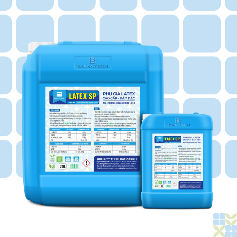 LATEX SP - Phụ gia kết nối cho vữa tô, vữa cán nền, keo dán gạch