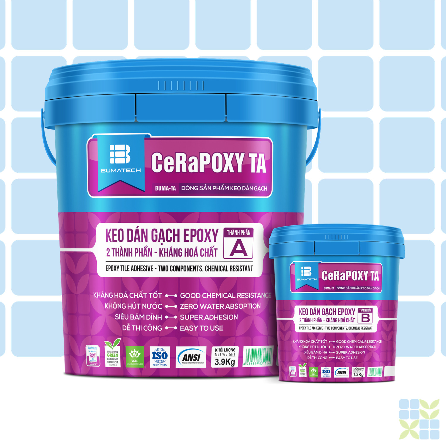 CeRaPOXY TA Two-Component Epoxy Tile Adhesive, Chemical-Resistant